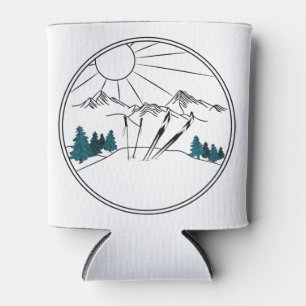 Ski Resort Scene Winter Sports Can Cooler