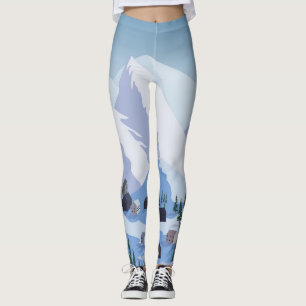 Ski Resort: Vintage Mountain Landscape Leggings