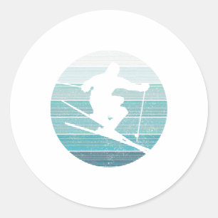 Ski Retro Vintage Winter Sports Ski Holiday Skier  Classic Round Sticker