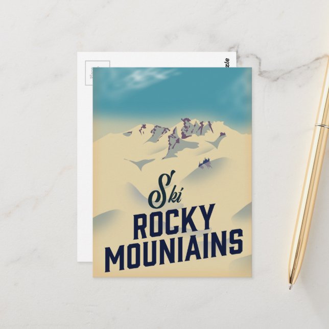 Ski Rocky Mountains USA Postcard (Front/Back In Situ)
