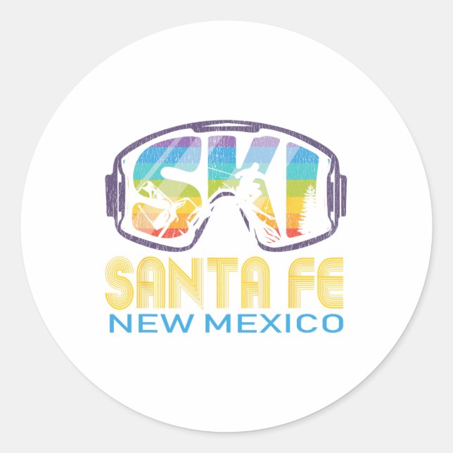 Ski Santa Fe New Mexico Skiing Vacation  Classic Round Sticker (Front)