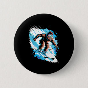 Ski sasquatch winter sport skier funny skiing 6 cm round badge