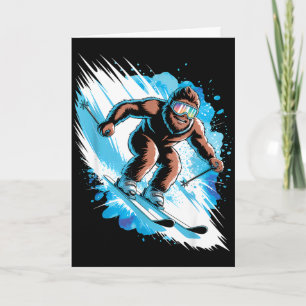 Ski sasquatch winter sport skier funny skiing card