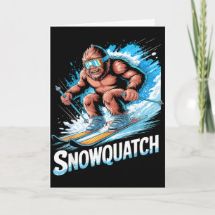 Ski sasquatch winter sport skier funny skiing card