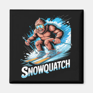 Ski sasquatch winter sport skier funny skiing magnet
