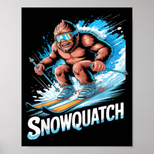 Ski sasquatch winter sport skier funny skiing poster