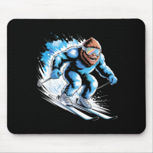 Ski sasquatch winter sport skiing funny skier mouse pad