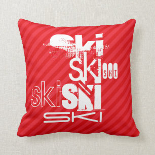 Ski; Scarlet Red Stripes Cushion