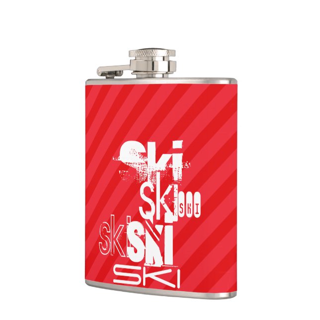 Ski; Scarlet Red Stripes Hip Flask (Left)