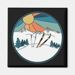 Ski Scene Powder To The People Magnet