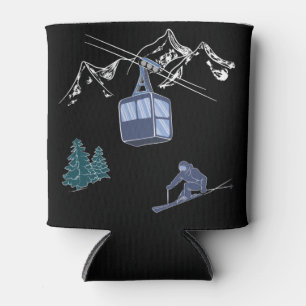 Ski Scene Winter Sports Can Cooler