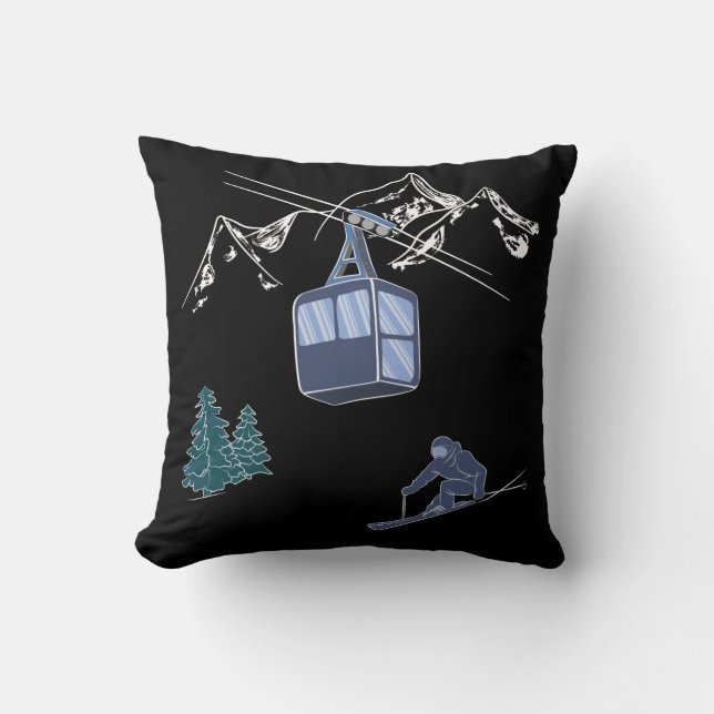 Ski Scene Winter Sports Cushion (Front)
