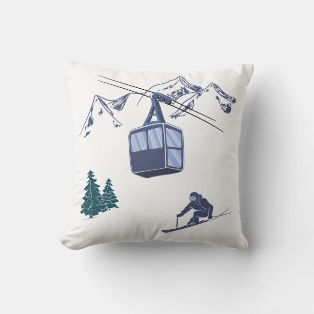 Ski Scene Winter Sports Cushion (Front)