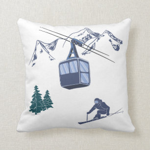 Ski Scene Winter Sports Cushion