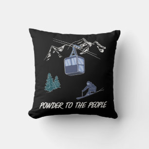 Ski Scene Winter Sports Powder To The People Cushion