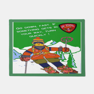 Ski School Funny Doormat