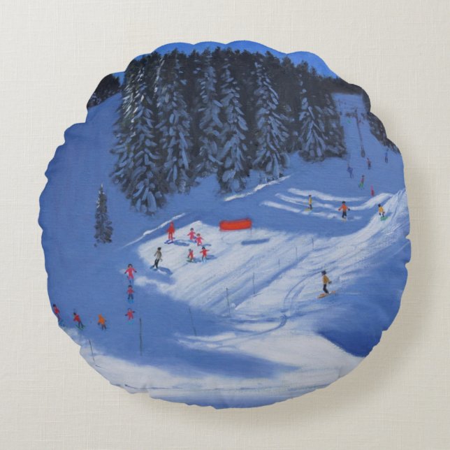 Ski school Morzine 2014 Round Cushion (Front)