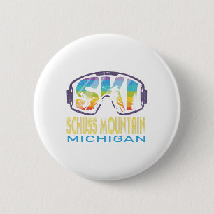 Ski Schuss Mountain Michigan Skiing Vacation 6 Cm Round Badge