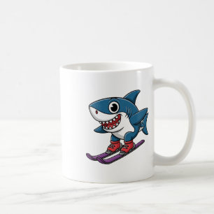 Ski Shark Cartoon Alpine Snow Sports Winter Humor Coffee Mug