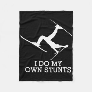 Ski Shirt - I Do My Own Stunts - Funny Skiing Tee Fleece Blanket