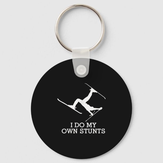 Ski Shirt - I Do My Own Stunts - Funny Skiing Tee  Key Ring (Front)