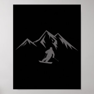 Ski shirt snow mountain winter skiing skier poster