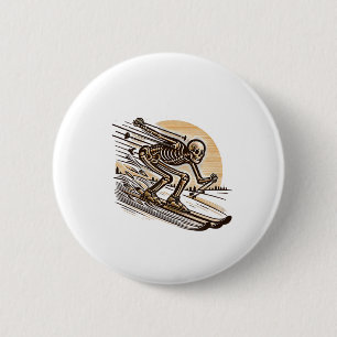 Ski Skeleton Fun Winter Sports Snow Skiing Lover S 6 Cm Round Badge