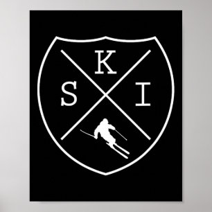 Ski Skier Skiing Motif Ski Vacations Winter Sports Poster