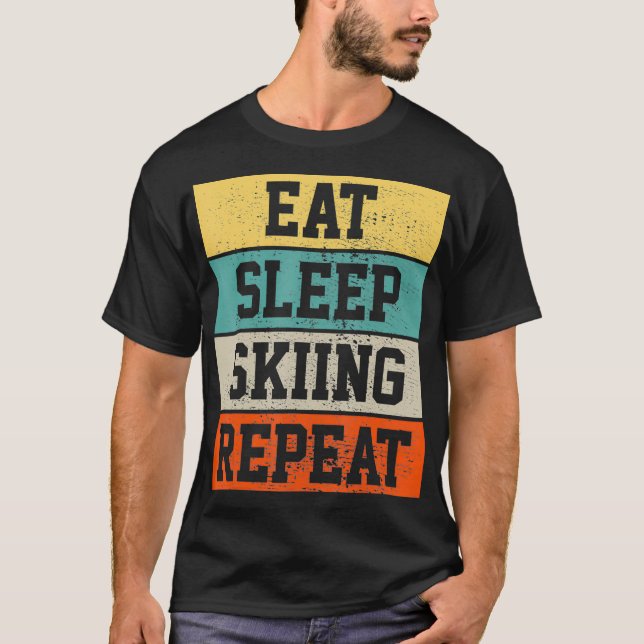Ski Skier Skiing Retro Vintage Gift T-Shirt (Front)