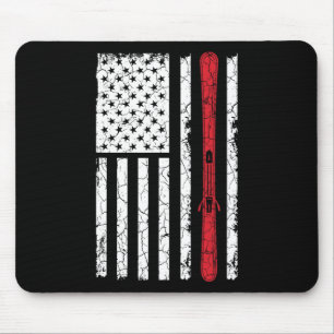 Ski Skiier American Flag Skiing Usa Gift  Mouse Pad