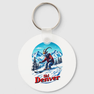 Ski Skiing Adventure Goat In Denver Mountains Key Ring