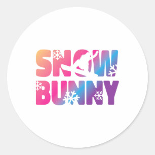 Ski Skiing Bunny Snow Bunny Classic Round Sticker
