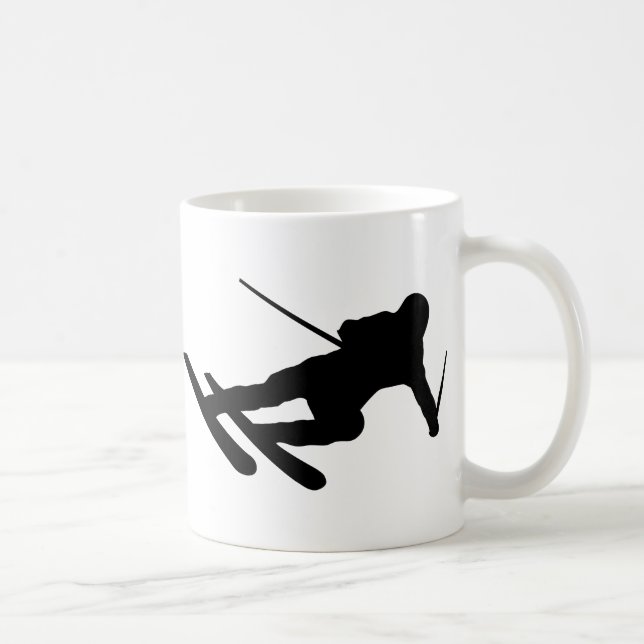 ski skiing downhill skier coffee mug (Right)