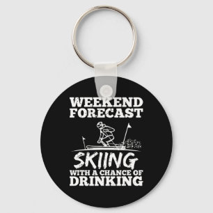 Ski Skiing Drinking Chance Beer Wine Alcohol Funny Key Ring