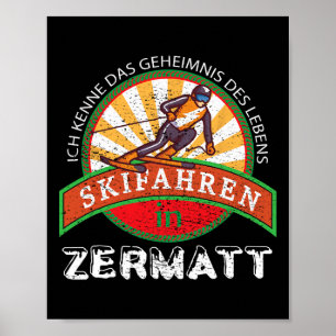 Ski Skiing Gift Vintage For Skiers From Zermatt  Poster