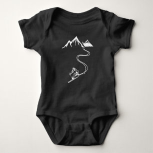 Ski Skiing Mountains Skier Winter Sports Baby Bodysuit