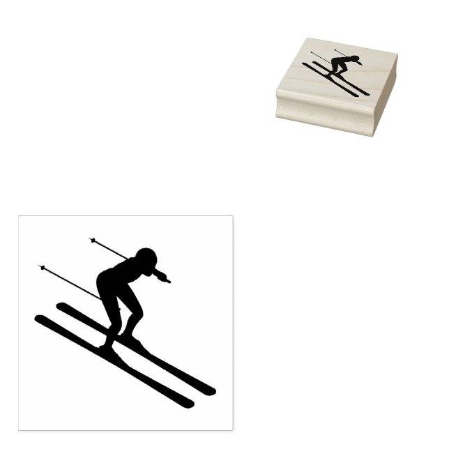  Ski Skiing Mountains Skier Winter Sports Rubber Stamp (Stamped)