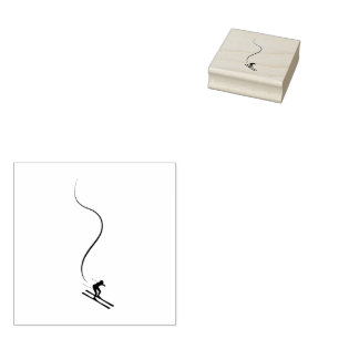  Ski Skiing Mountains Skier Winter Sports Rubber Stamp