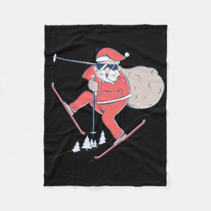 Ski Skiing Snow Santa Claus Christmas X-mas Gift  Fleece Blanket