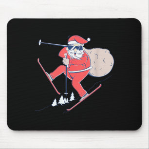 Ski Skiing Snow Santa Claus Christmas X-mas Gift Mouse Pad