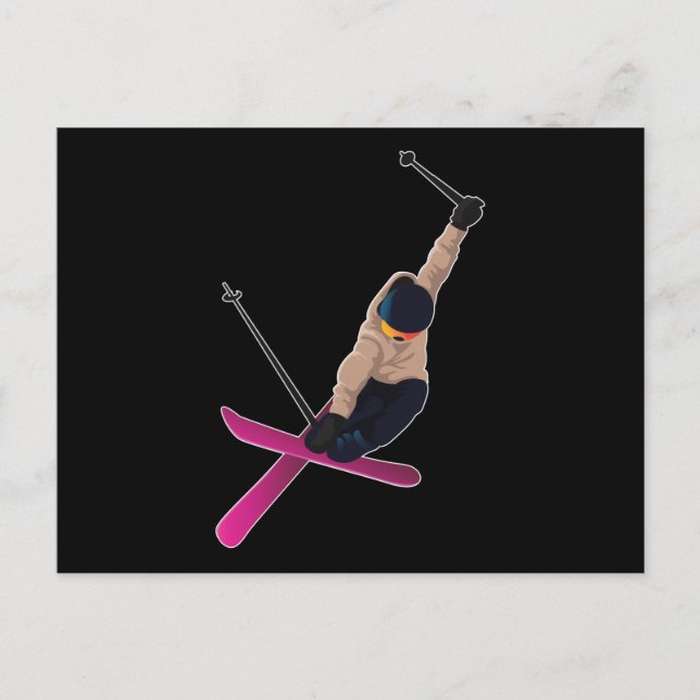 Ski skiing snowboard sport winter sports gift postcard (Front)