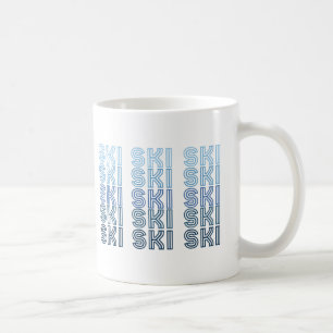 ski skiing sport blue text coffee mug