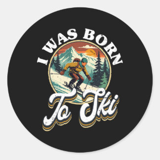 Ski Skiing Winter Sport  Classic Round Sticker