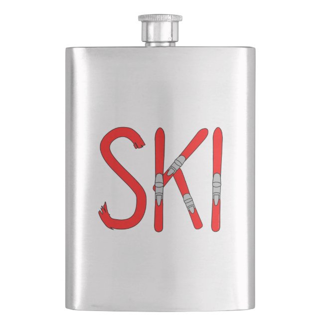 Ski Skis Hip Flask (Front)