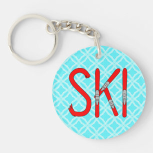 Ski Skis Key Ring