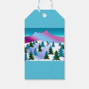 Ski Slope Art on Gift Tags