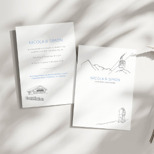 Ski Slope Couple In Love Winter Mountain Peaks Invitation