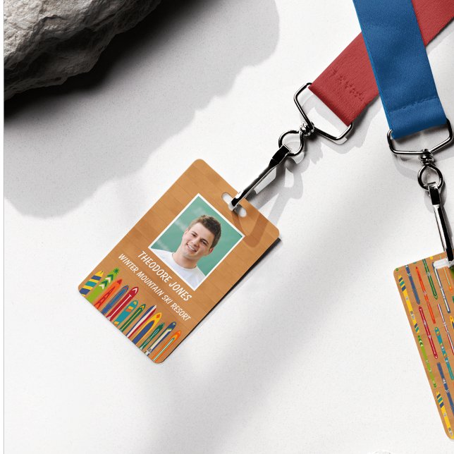 Ski Slope Resort Custom Photo Employee ID Badge (Creator Uploaded)