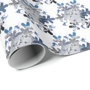 Ski Slope Snow Flake Wrapping Paper