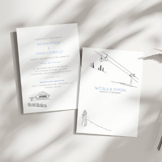 Ski Slopes Couple In Love Winter Mountaintops Invitation